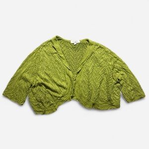 Zara Lime Green Open-Knit Cardigan
